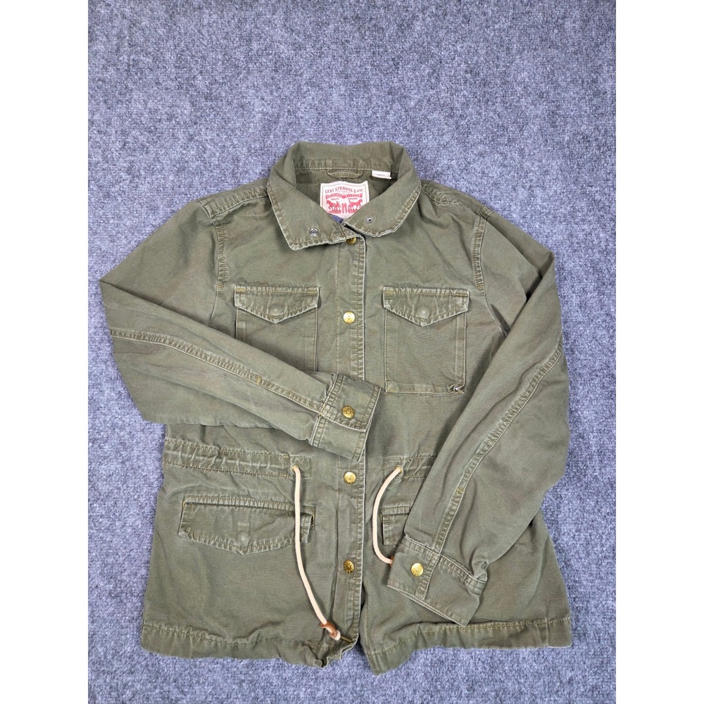 Levi's Field Jacket Womens XS Green Utility Military Cotton Canvas‎ Drawstring
